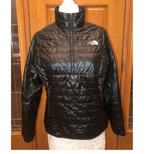 The North Face black 3/4 zip down pullover jacket